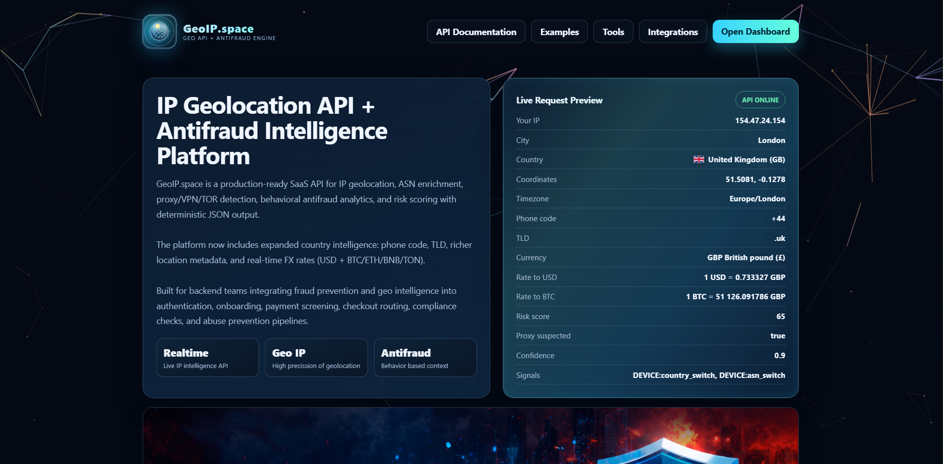 GeoIP + antifraud API - geoip.space