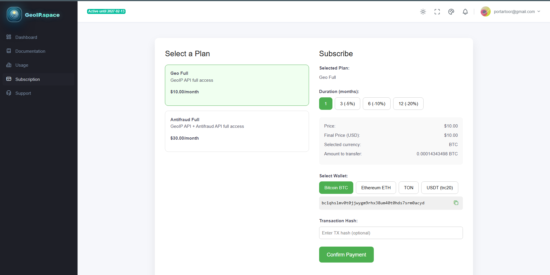 Development of SaaS Platform GeoIP + Antifraud API - geoip.space