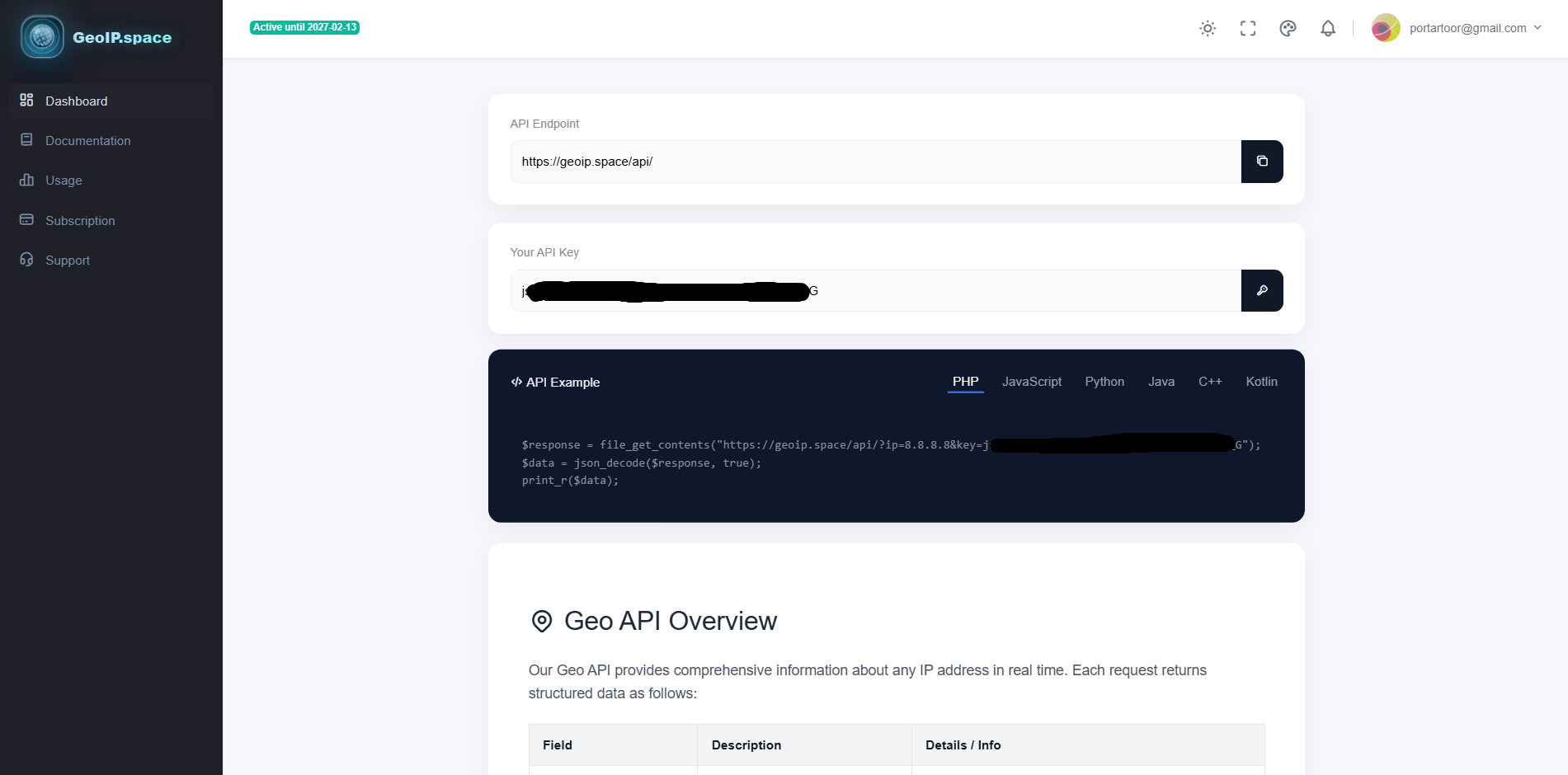 Development of SaaS Platform GeoIP + Antifraud API - geoip.space